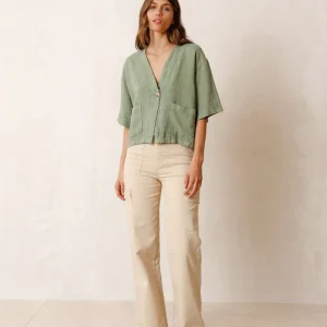 SOBRECAMISA CROP LINO VERDE
